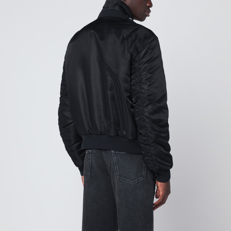 Alexander Mcqueen Black Nylon Zip Bomber In Black