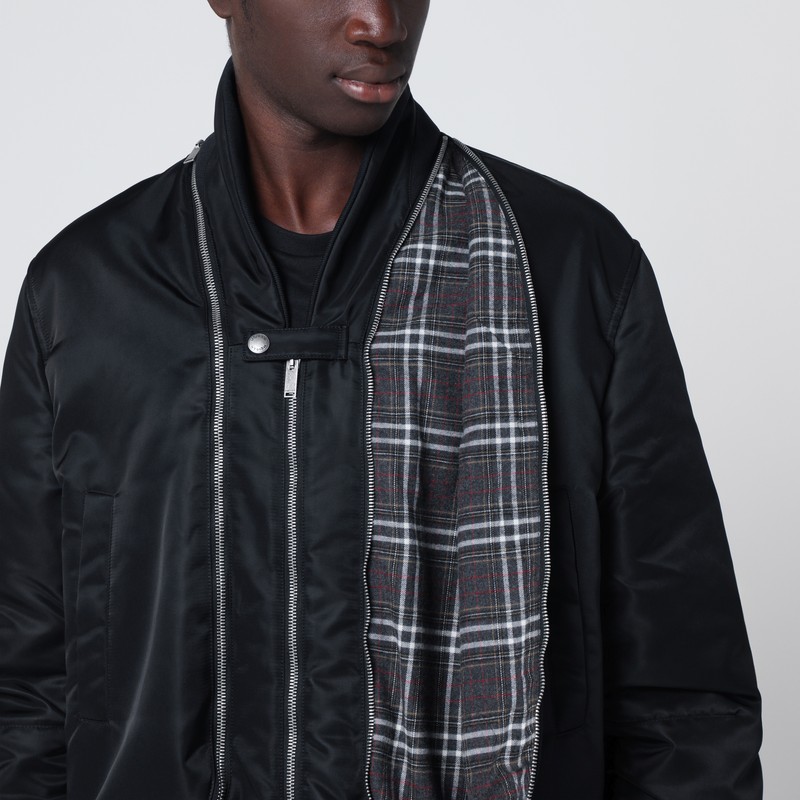 Alexander Mcqueen Black Nylon Zip Bomber In Black