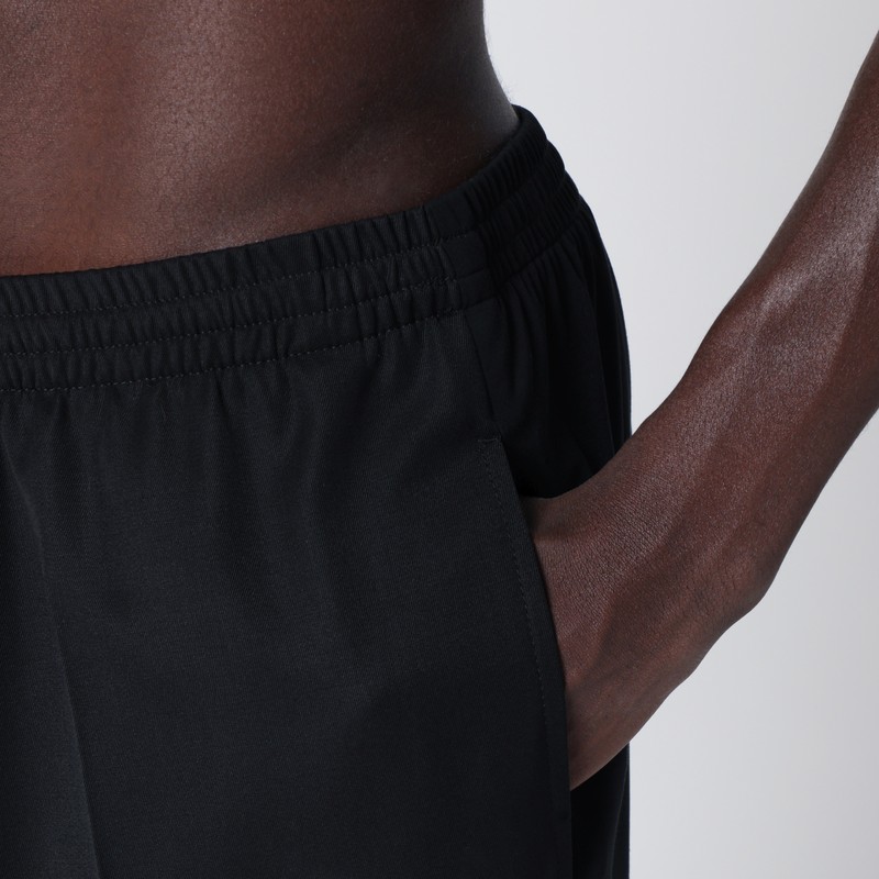 Balenciaga Wide Black Wool Trousers In Black