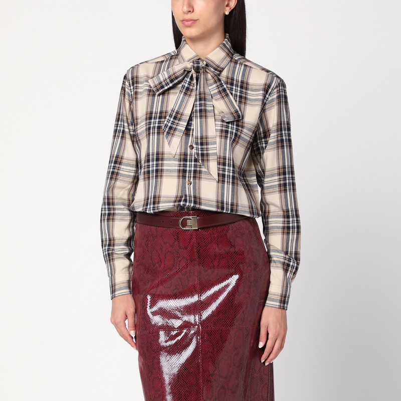 Cassandre lavallière shirt in tartan cotton
