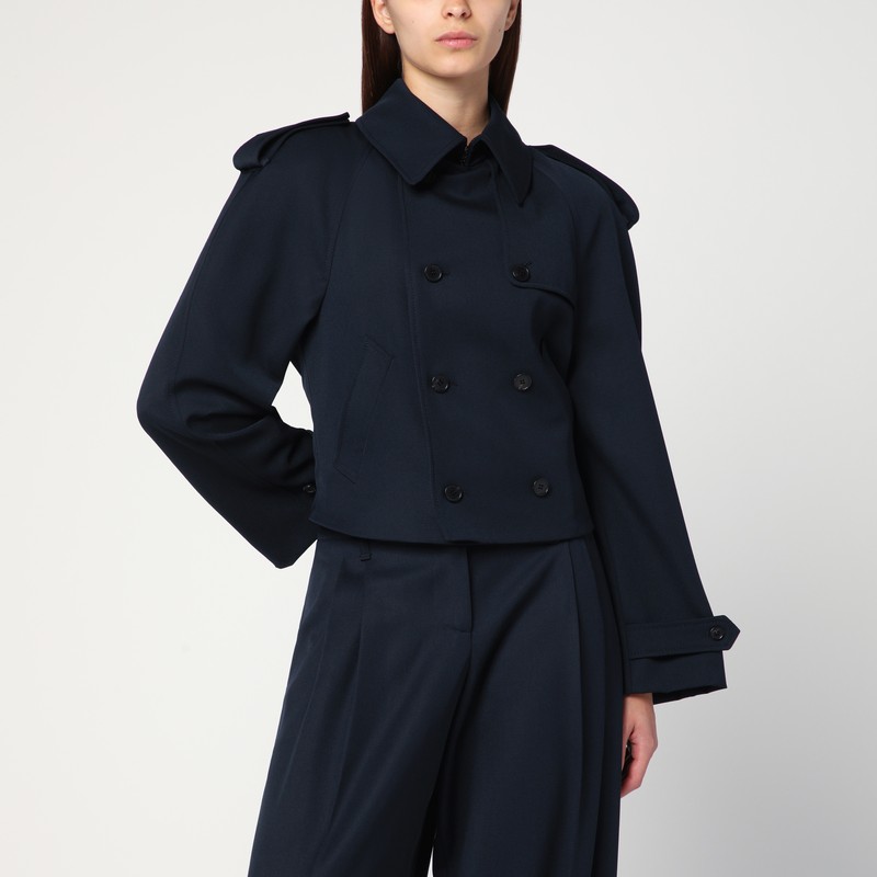 Short double-breasted navy blue jacket