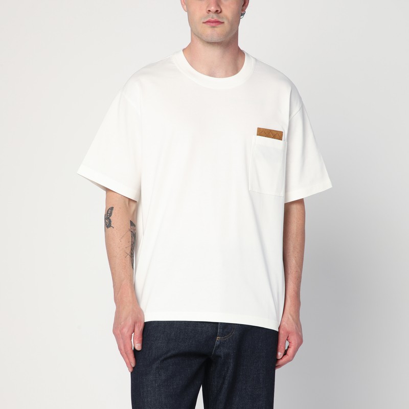 White T-shirt with woven detail