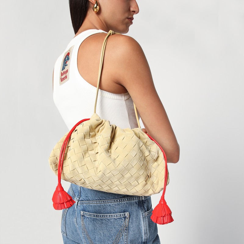 Bottega Veneta Tapioca Night Dustbag In Woven Suede In Beige