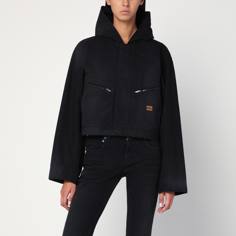Cropped jacket with hood in black - Balenciaga - Modalova