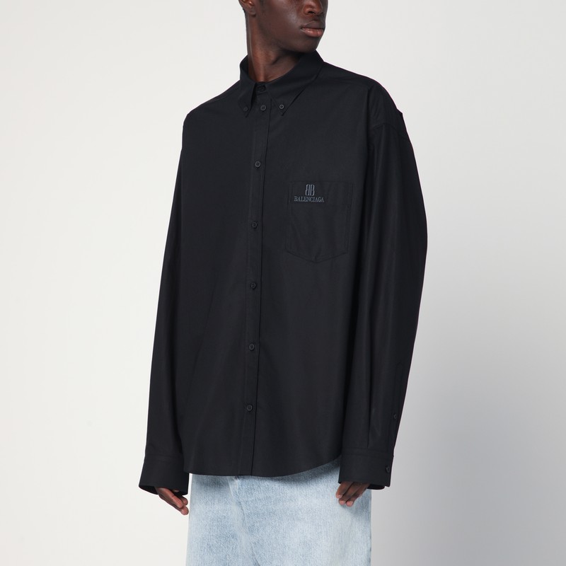 Black cotton shirt with logo