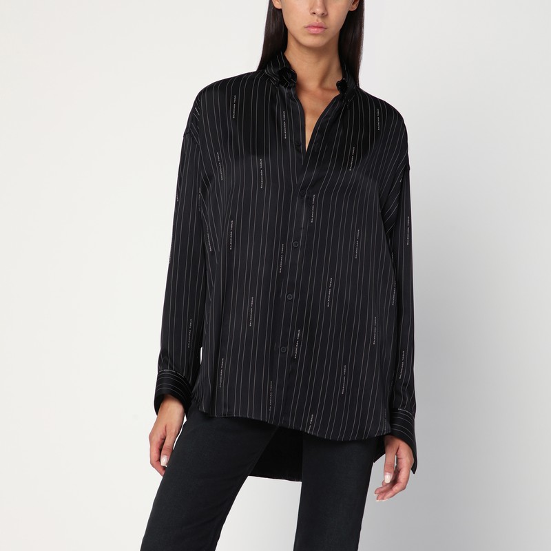 Pinstriped black button-down shirt - Balenciaga - Modalova