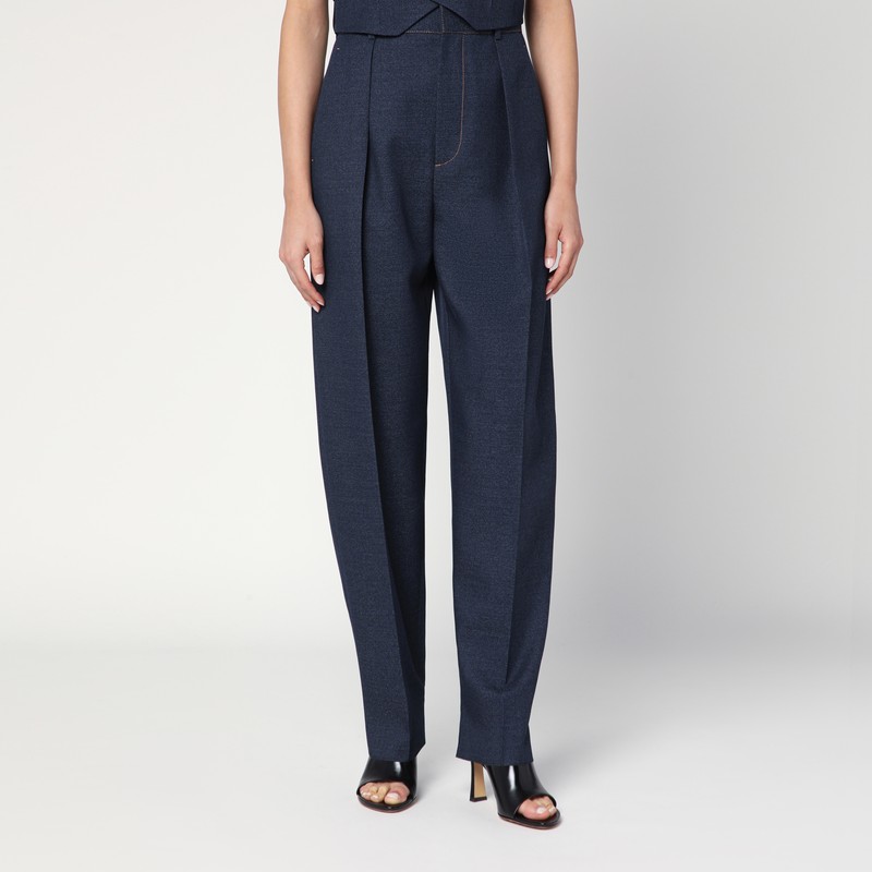 Dark indigo pants in wool blend
