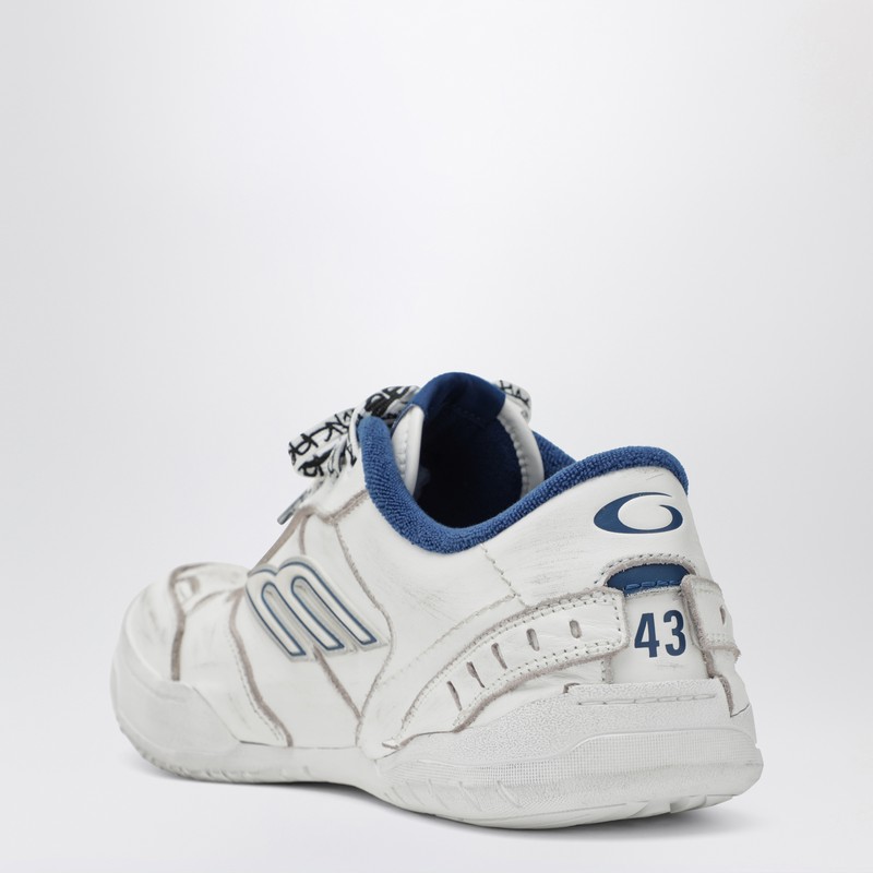 Balenciaga Hamptons Worn-out Sneakers In White And Blue In White