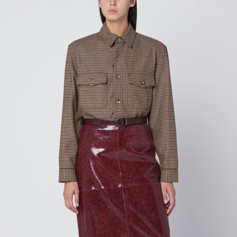 Overshirt in beige/brown/black houndstooth