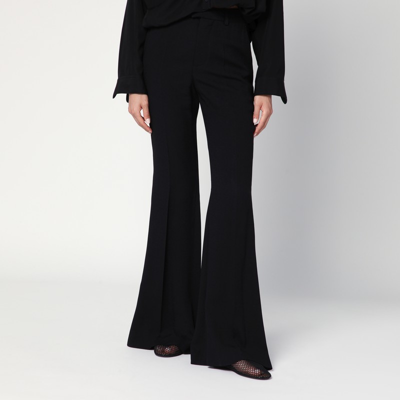 Black flared pants in viscose