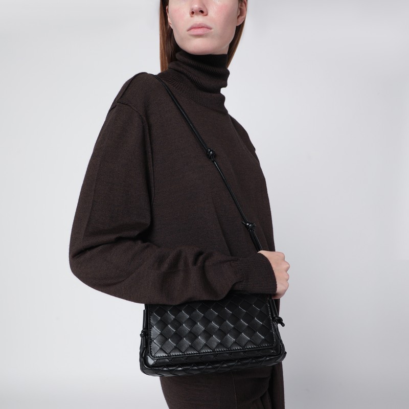 Bottega Veneta Notturno Bag In Black Intrecciato In Black