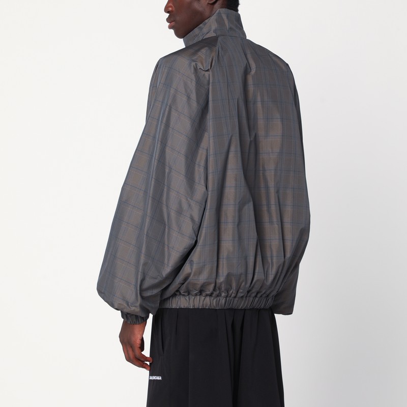 Balenciaga Grey/blue Nylon Zip-up Jacket In Gray