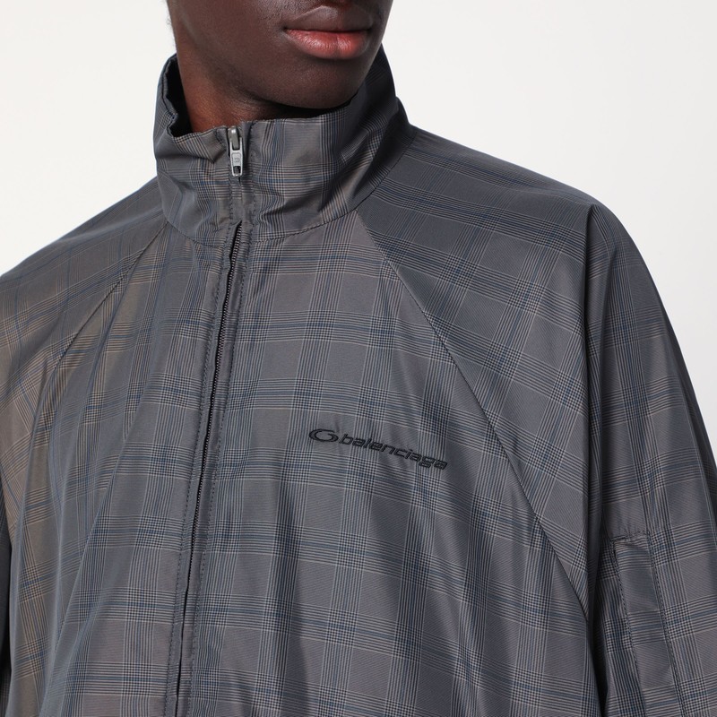 Balenciaga Grey/blue Nylon Zip-up Jacket In Gray