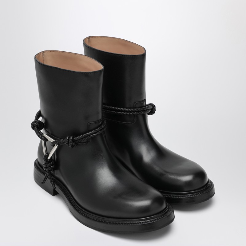 Bottega Veneta Women Black Leather James Ankle Boots In Black