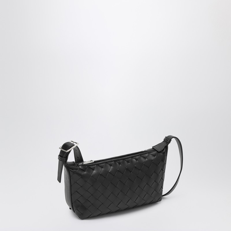 Bottega Veneta Small Black Woven Shoulder Bag In Black