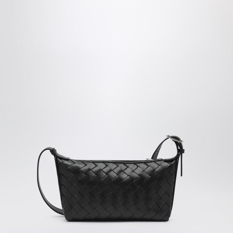 Bottega Veneta Small Black Woven Shoulder Bag In Black