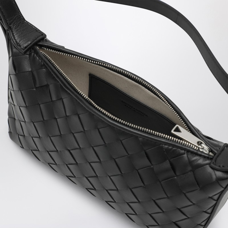 Bottega Veneta Small Black Woven Shoulder Bag In Black