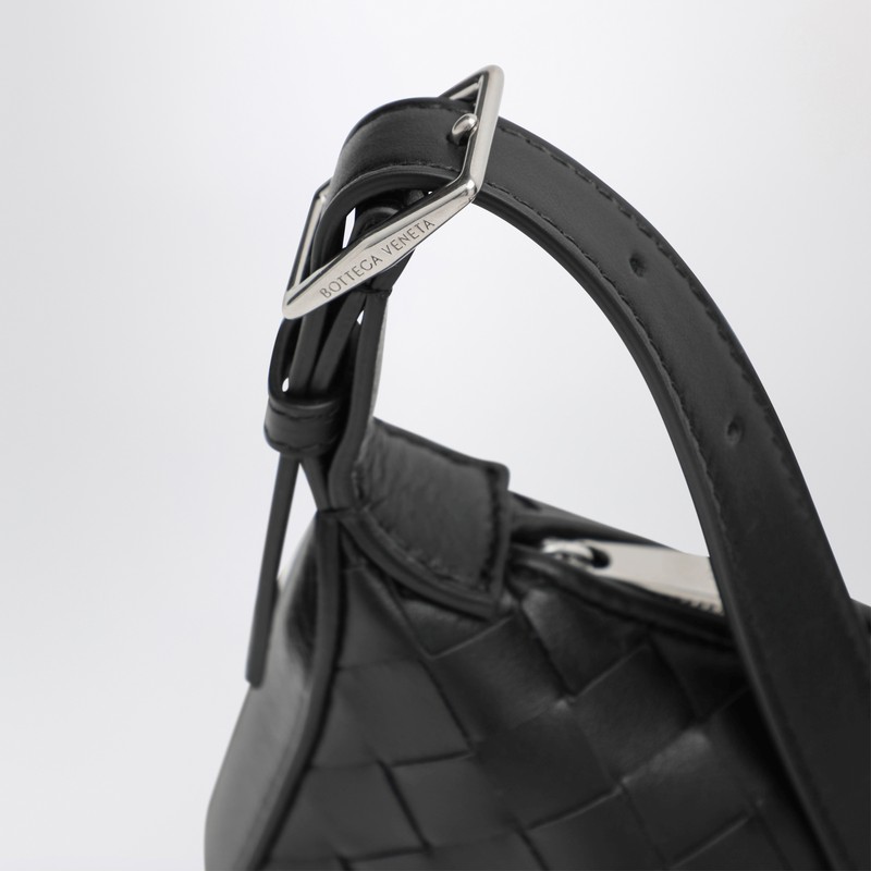 Bottega Veneta Small Black Woven Shoulder Bag In Black