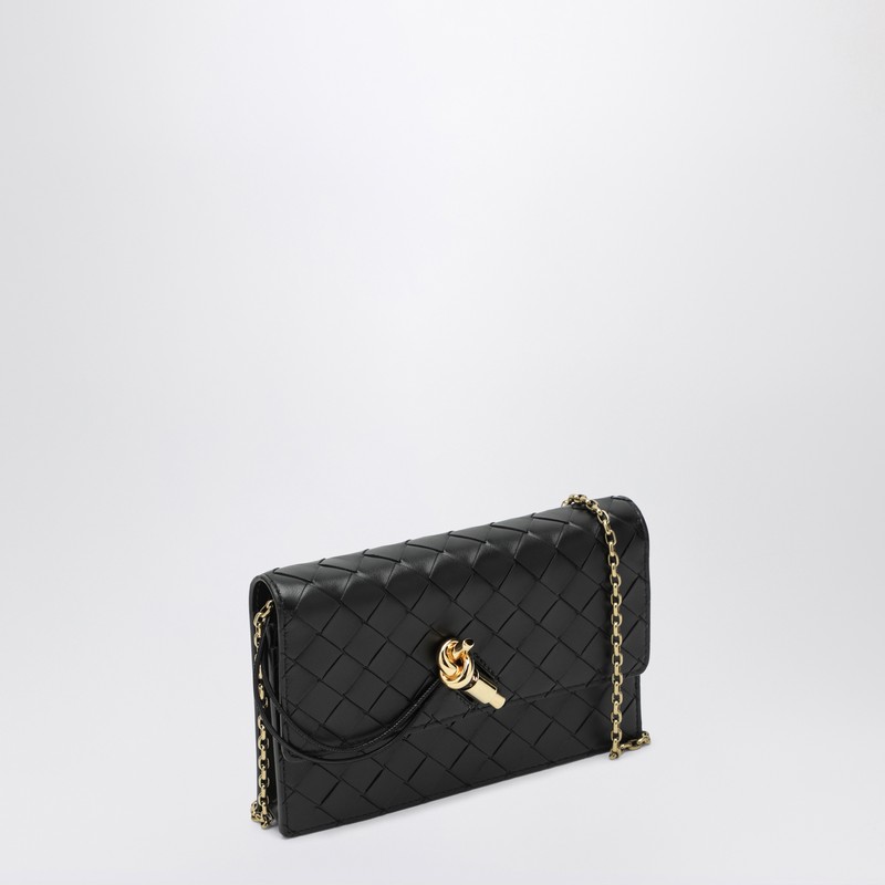Bottega Veneta Andiamo Wallet With Black Chain In Black