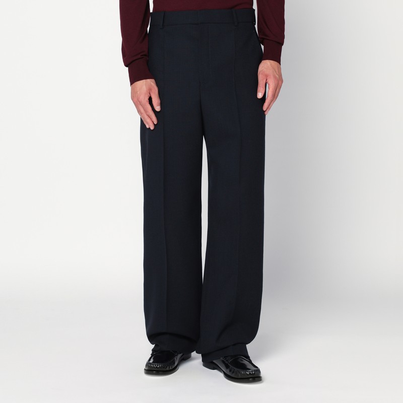 High-waisted blue wool pants