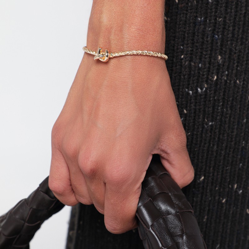 Bottega Veneta Gold Knot Bracelet In Nude
