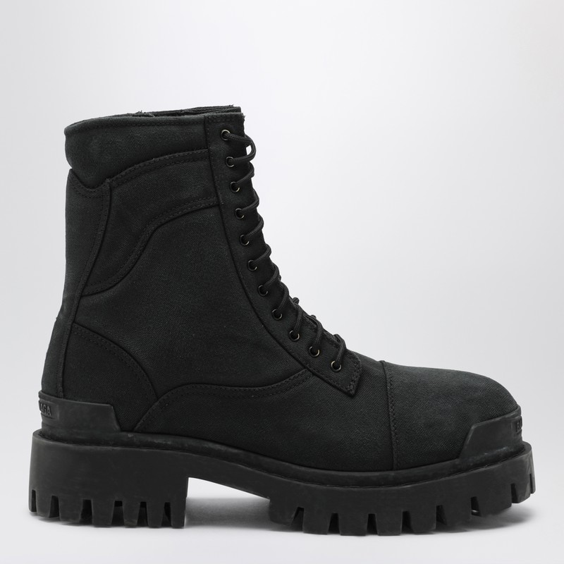 Black Combat Strike cotton-canvas boots