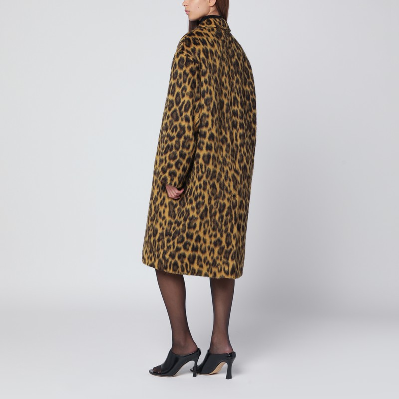 Bottega Veneta Women Multicolor Single-breasted Coat With Notched Revers And All-over Leopard Print  In Animal Print