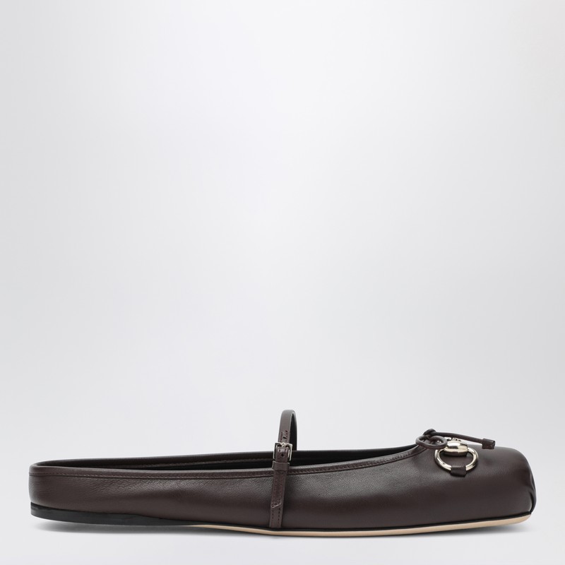 Dark brown leather mules with Horsebit detail
