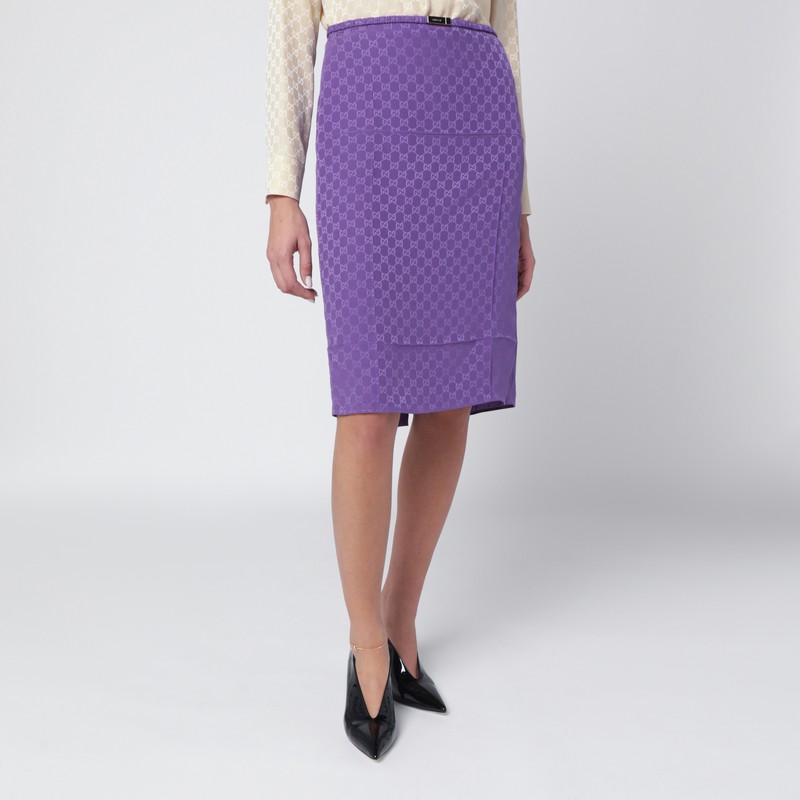 Purple GG jacquard silk skirt