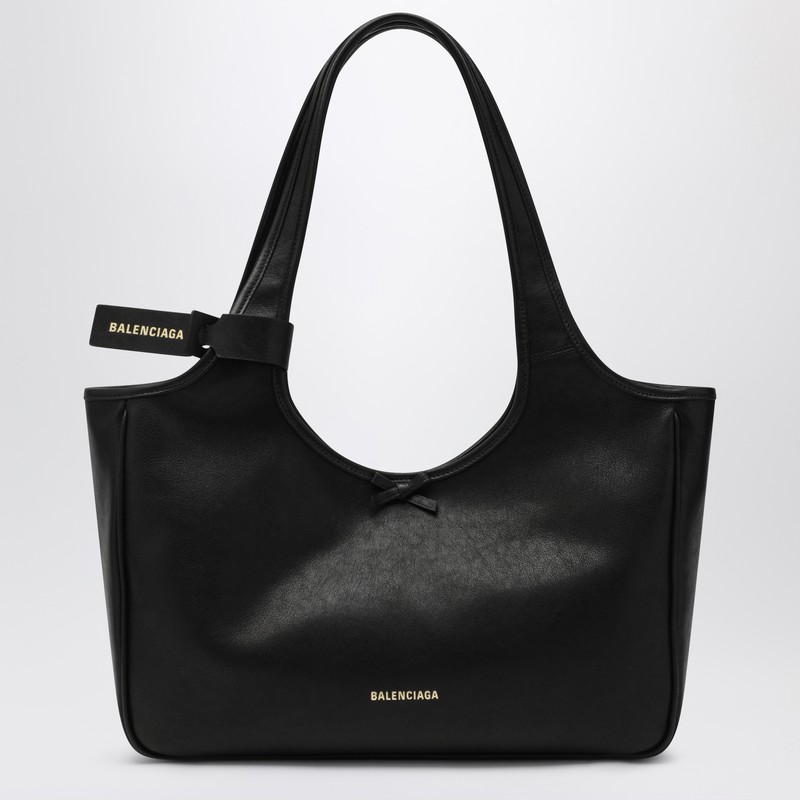 Balenciaga Laundrette East-west Black Leather Tote Bag Women In Black