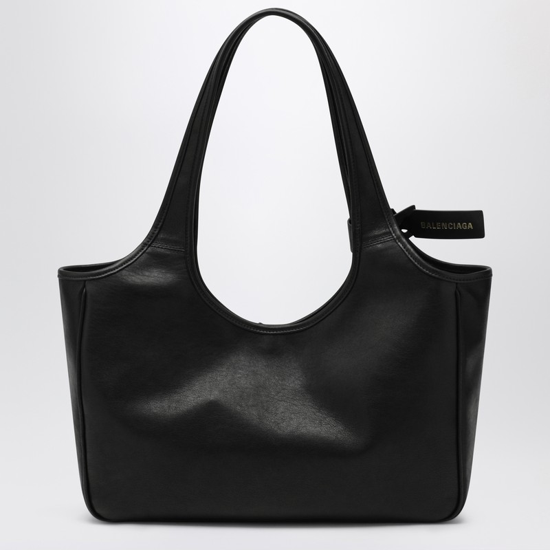 Balenciaga Laundrette East-west Black Leather Tote Bag Women In Black