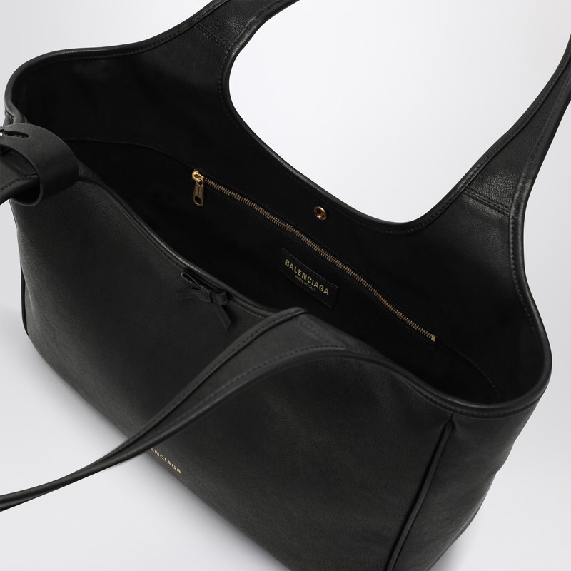 Balenciaga Laundrette East-west Black Leather Tote Bag Women In Black