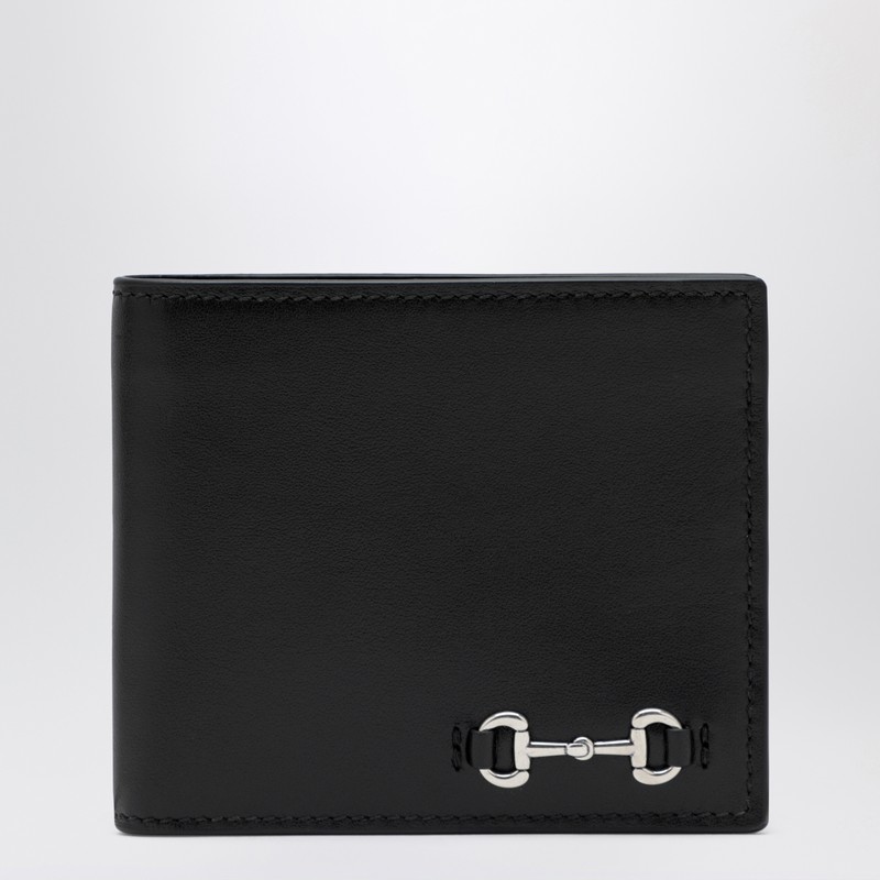 Black bi-fold wallet with Horsebit