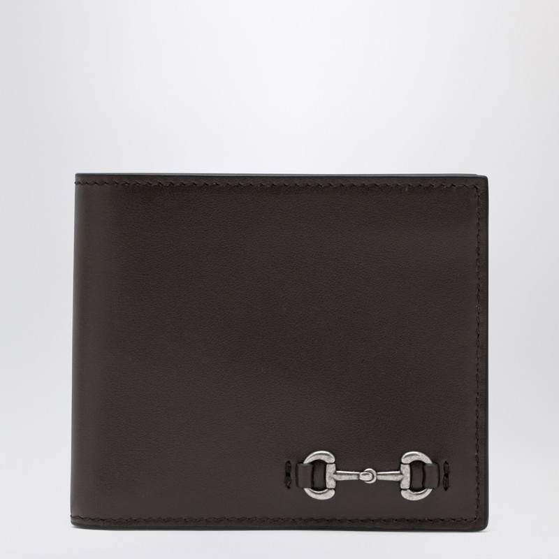 Cocoa bi-fold wallet with Horsebit