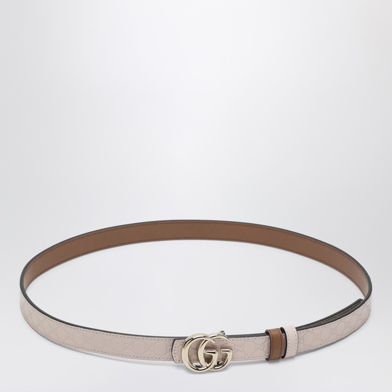 Thin reversible GG Marmont belt in pink/sand