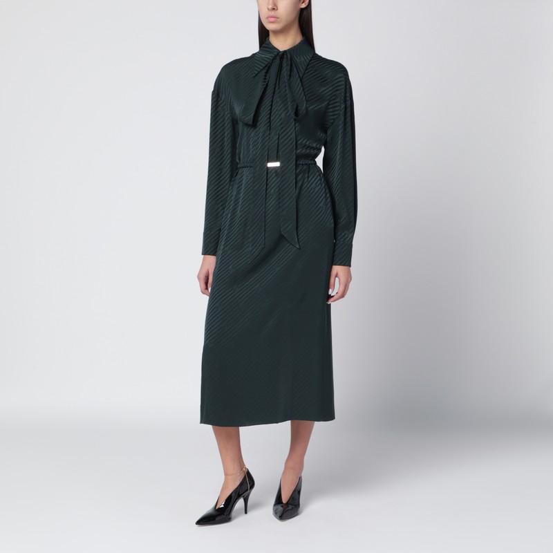 Green GG jacquard silk wrap dress