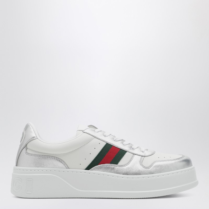 White/silver sneakers with oversized sole