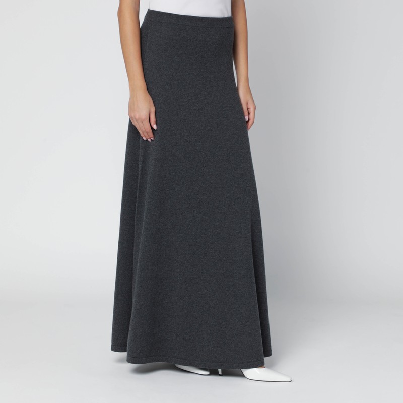 Balenciaga Long Grey Wool Skirt In Multi