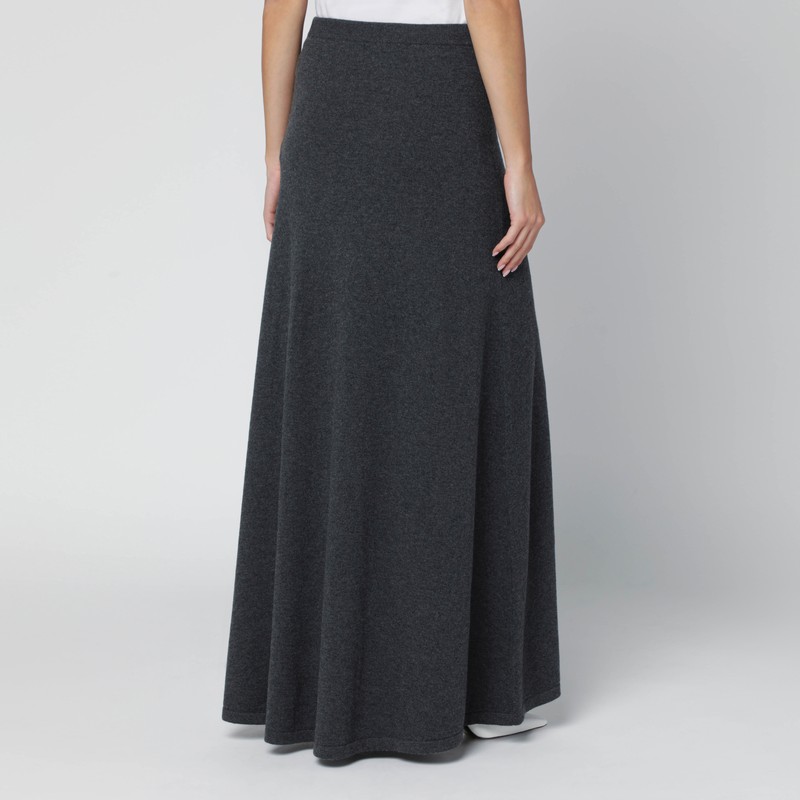 Balenciaga Long Grey Wool Skirt In Multi