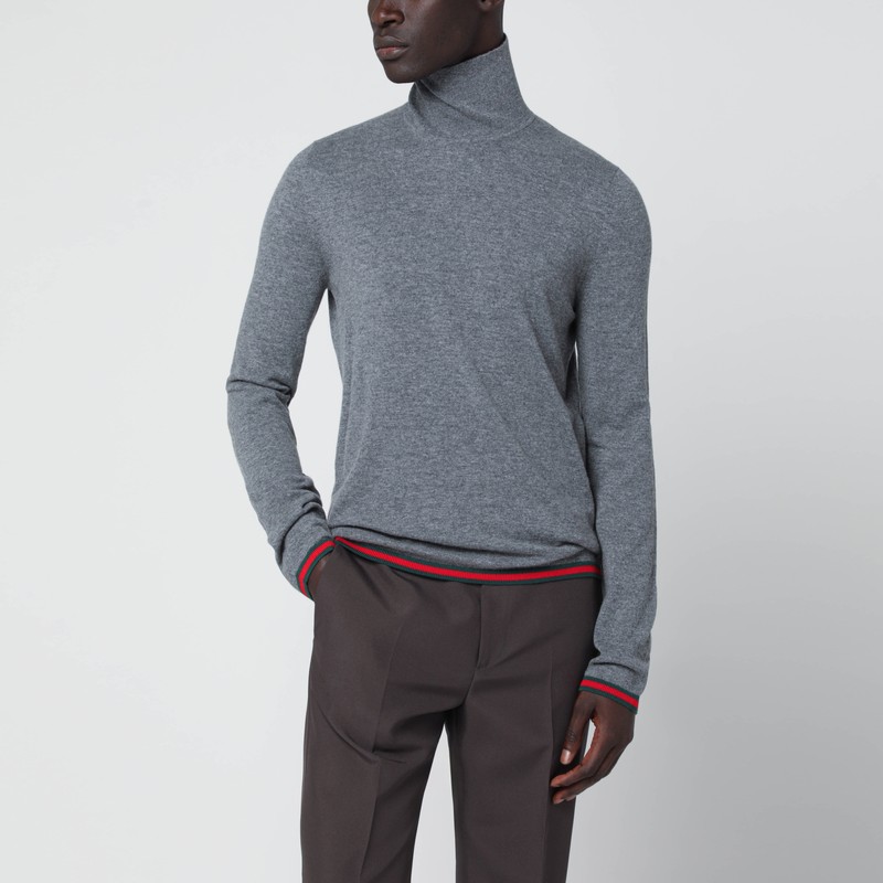 Grey cashmere turtleneck sweater