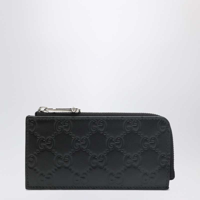 Black GG Emblem zip card holder