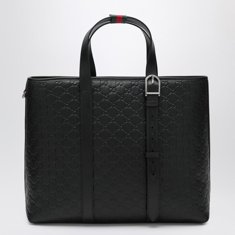 Large black GG Emblem shopping bag