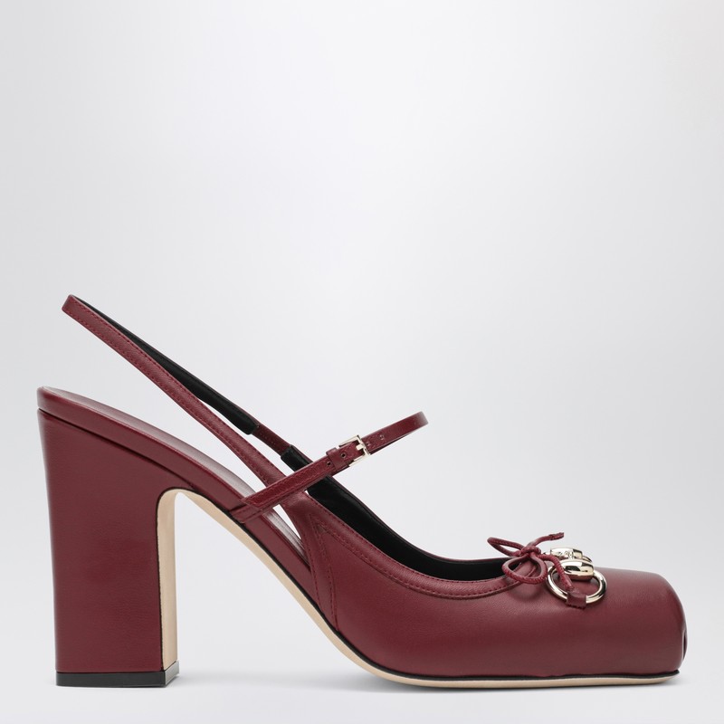 Rosso Ancora leather slingback pumps with Horsebit detail