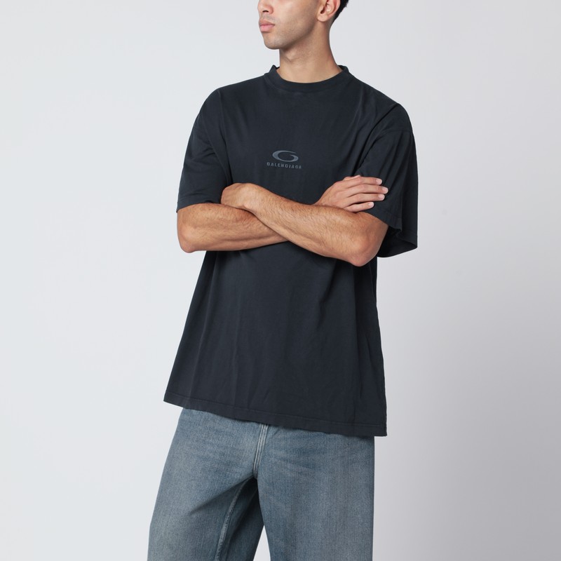 Black washed Loop Sports Icon Oversize T-shirt