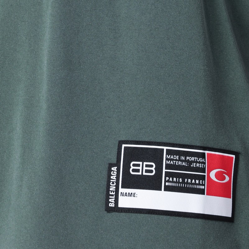 Balenciaga Dark Green/light Grey Oversized Basketball T-shirt In Green