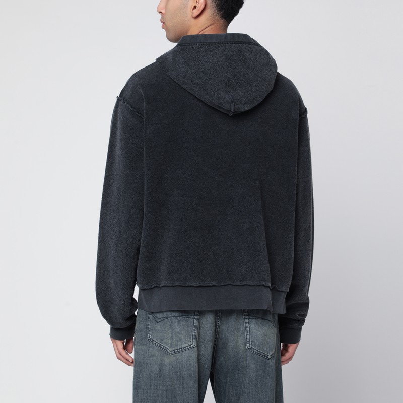 Balenciaga Faded Black 3b Sports Icon Hooded Sweatshirt In Black