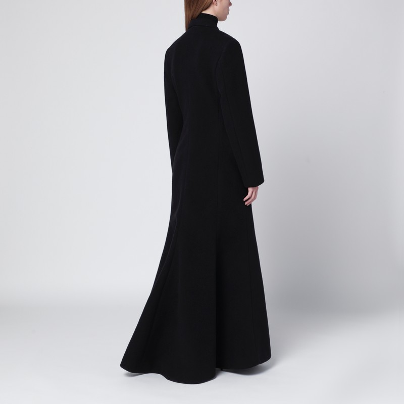 Balenciaga Long Black Wool-blend Coat In Black