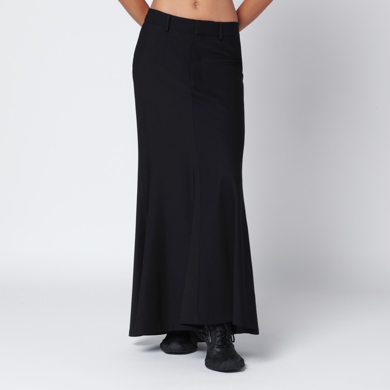Black long wool skirt