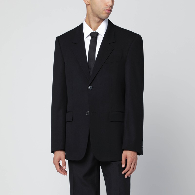 Black single-breasted wool jacket