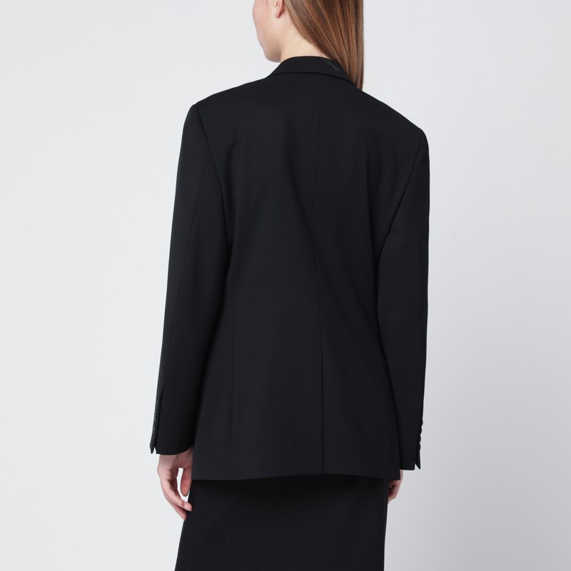 Balenciaga Single-breasted Black Wool Jacket In Black